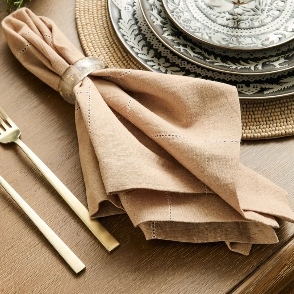 Window Pane Napkin Set of 4, Color: Camel, Retail Price $40.00 USD